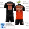 Custom Black Orange Steel Gray-White Gradient Horizontal Stripes Sublimation Soccer Uniform Jersey