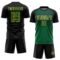 Custom Black Kelly Green Gold-Steel Gray Gradient Horizontal Stripes Sublimation Soccer Uniform Jersey