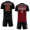Custom Black Crimson Cream-Steel Gray Gradient Horizontal Stripes Sublimation Soccer Uniform Jersey