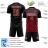 Custom Black Crimson Cream-Steel Gray Gradient Horizontal Stripes Sublimation Soccer Uniform Jersey