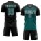 Custom Black Teal Steel Gray-White Gradient Horizontal Stripes Sublimation Soccer Uniform Jersey
