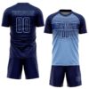 Custom Navy Light Blue-Royal Gradient Horizontal Stripes Sublimation Soccer Uniform Jersey