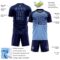 Custom Navy Light Blue-Royal Gradient Horizontal Stripes Sublimation Soccer Uniform Jersey