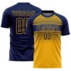 Custom Navy Gold-Royal Gradient Horizontal Stripes Sublimation Soccer Uniform Jersey