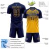 Custom Navy Gold-Royal Gradient Horizontal Stripes Sublimation Soccer Uniform Jersey