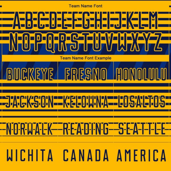 Custom Navy Gold-Royal Gradient Horizontal Stripes Sublimation Soccer Uniform Jersey