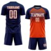 Custom Navy White Orange-Royal Gradient Horizontal Stripes Sublimation Soccer Uniform Jersey