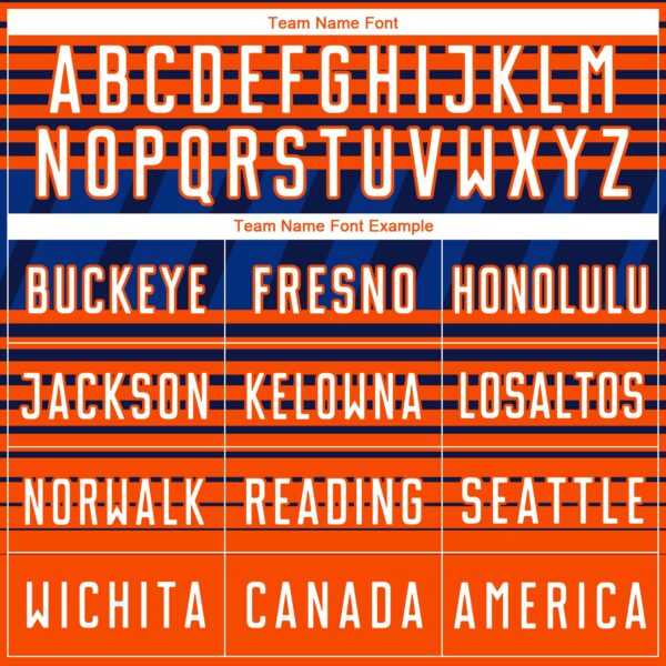 Custom Navy White Orange-Royal Gradient Horizontal Stripes Sublimation Soccer Uniform Jersey