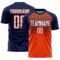 Custom Navy White Orange-Royal Gradient Horizontal Stripes Sublimation Soccer Uniform Jersey