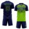 Custom Navy Neon Green-Royal Gradient Horizontal Stripes Sublimation Soccer Uniform Jersey