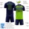 Custom Navy Neon Green-Royal Gradient Horizontal Stripes Sublimation Soccer Uniform Jersey
