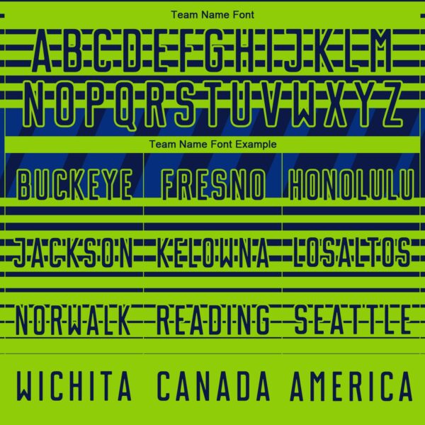 Custom Navy Neon Green-Royal Gradient Horizontal Stripes Sublimation Soccer Uniform Jersey