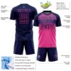Custom Navy Pink-Royal Gradient Horizontal Stripes Sublimation Soccer Uniform Jersey