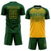 Custom Green Gold-Kelly Green Gradient Horizontal Stripes Sublimation Soccer Uniform Jersey