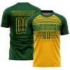 Custom Green Gold-Kelly Green Gradient Horizontal Stripes Sublimation Soccer Uniform Jersey