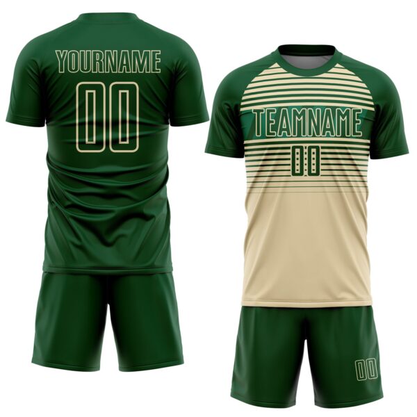 Custom Green Cream-Kelly Green Gradient Horizontal Stripes Sublimation Soccer Uniform Jersey