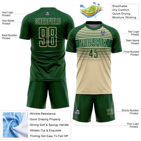 Custom Green Cream-Kelly Green Gradient Horizontal Stripes Sublimation Soccer Uniform Jersey