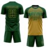 Custom Green Old Gold-Kelly Green Gradient Horizontal Stripes Sublimation Soccer Uniform Jersey
