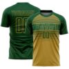 Custom Green Old Gold-Kelly Green Gradient Horizontal Stripes Sublimation Soccer Uniform Jersey
