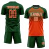 Custom Green Orange White-Kelly Green Gradient Horizontal Stripes Sublimation Soccer Uniform Jersey