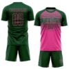 Custom Green Pink-Kelly Green Gradient Horizontal Stripes Sublimation Soccer Uniform Jersey