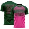 Custom Green Pink-Kelly Green Gradient Horizontal Stripes Sublimation Soccer Uniform Jersey