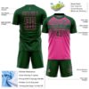Custom Green Pink-Kelly Green Gradient Horizontal Stripes Sublimation Soccer Uniform Jersey