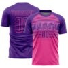 Custom Purple Pink-Medium Purple Gradient Horizontal Stripes Sublimation Soccer Uniform Jersey
