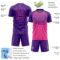 Custom Purple Pink-Medium Purple Gradient Horizontal Stripes Sublimation Soccer Uniform Jersey