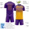 Custom Purple Gold-Medium Purple Gradient Horizontal Stripes Sublimation Soccer Uniform Jersey