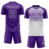 Custom Purple White-Medium Purple Gradient Horizontal Stripes Sublimation Soccer Uniform Jersey