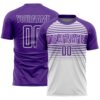 Custom Purple White-Medium Purple Gradient Horizontal Stripes Sublimation Soccer Uniform Jersey