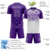 Custom Purple White-Medium Purple Gradient Horizontal Stripes Sublimation Soccer Uniform Jersey