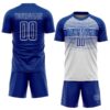 Custom Royal Thunder Blue-White Gradient Horizontal Stripes Sublimation Soccer Uniform Jersey