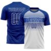 Custom Royal Thunder Blue-White Gradient Horizontal Stripes Sublimation Soccer Uniform Jersey