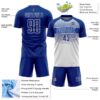 Custom Royal Thunder Blue-White Gradient Horizontal Stripes Sublimation Soccer Uniform Jersey