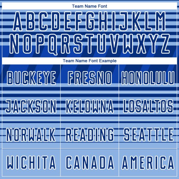 Custom Royal Light Blue Thunder Blue-White Gradient Horizontal Stripes Sublimation Soccer Uniform Jersey