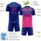 Custom Royal Pink-Thunder Blue Gradient Horizontal Stripes Sublimation Soccer Uniform Jersey
