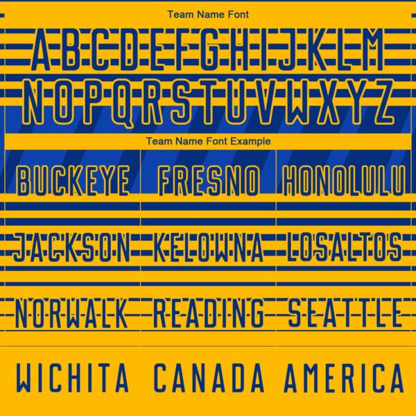 Custom Royal Gold-Thunder Blue Gradient Horizontal Stripes Sublimation Soccer Uniform Jersey