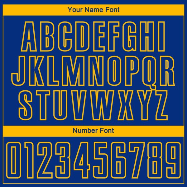 Custom Royal Gold-Thunder Blue Gradient Horizontal Stripes Sublimation Soccer Uniform Jersey