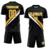 Custom Black Gold-White Diagonal Stripes Sports Sublimation Soccer Uniform Jersey