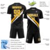 Custom Black Gold-White Diagonal Stripes Sports Sublimation Soccer Uniform Jersey