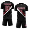Custom Black Crimson-White Diagonal Stripes Sports Sublimation Soccer Uniform Jersey