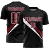Custom Black Crimson-White Diagonal Stripes Sports Sublimation Soccer Uniform Jersey