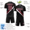 Custom Black Crimson-White Diagonal Stripes Sports Sublimation Soccer Uniform Jersey