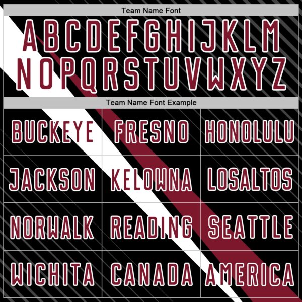 Custom Black Crimson-White Diagonal Stripes Sports Sublimation Soccer Uniform Jersey