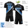 Custom Black Powder Blue-White Diagonal Stripes Sports Sublimation Soccer Uniform Jersey