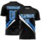 Custom Black Powder Blue-White Diagonal Stripes Sports Sublimation Soccer Uniform Jersey