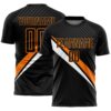 Custom Black Bay Orange-White Diagonal Stripes Sports Sublimation Soccer Uniform Jersey