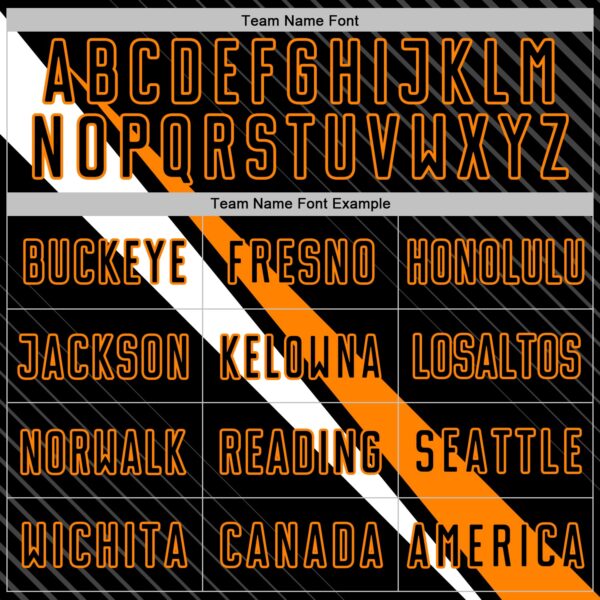 Custom Black Bay Orange-White Diagonal Stripes Sports Sublimation Soccer Uniform Jersey